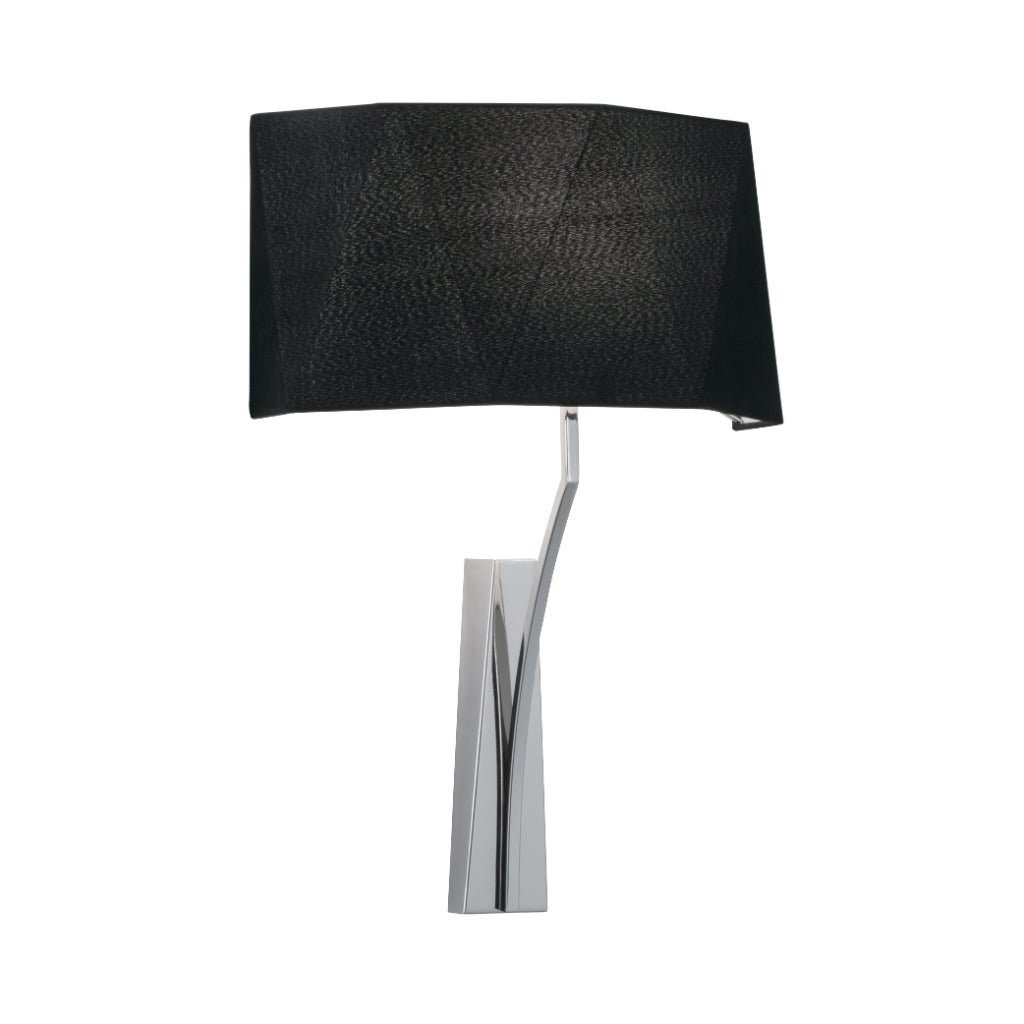 Norwell Lighting Diamond 1-Light Wide Polished Nickel Steel Indoor Wall Sconce With Black Fabric Shade