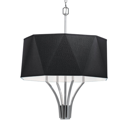 Norwell Lighting Diamond 4-Light Polished Nickel Steel Chandelier With Black Fabric Shade