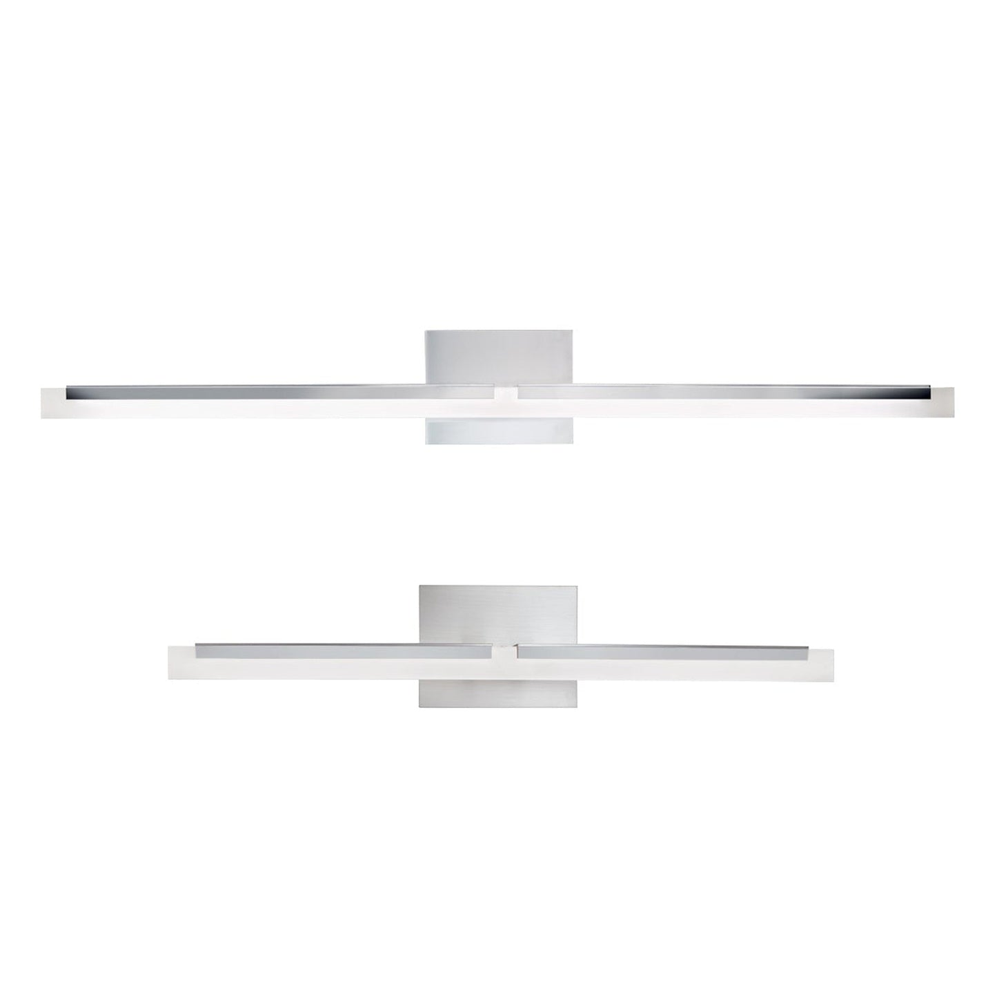 Norwell Lighting Double L 26" Linear Brushed Nickel Vanity Wall LED Sconce With Frosted Acrylic Diffuser