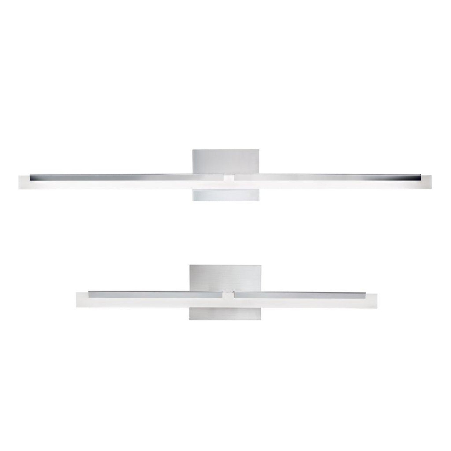 Norwell Lighting Double L 36" Linear Chrome Vanity Wall LED Sconce With Frosted Acrylic Diffuser