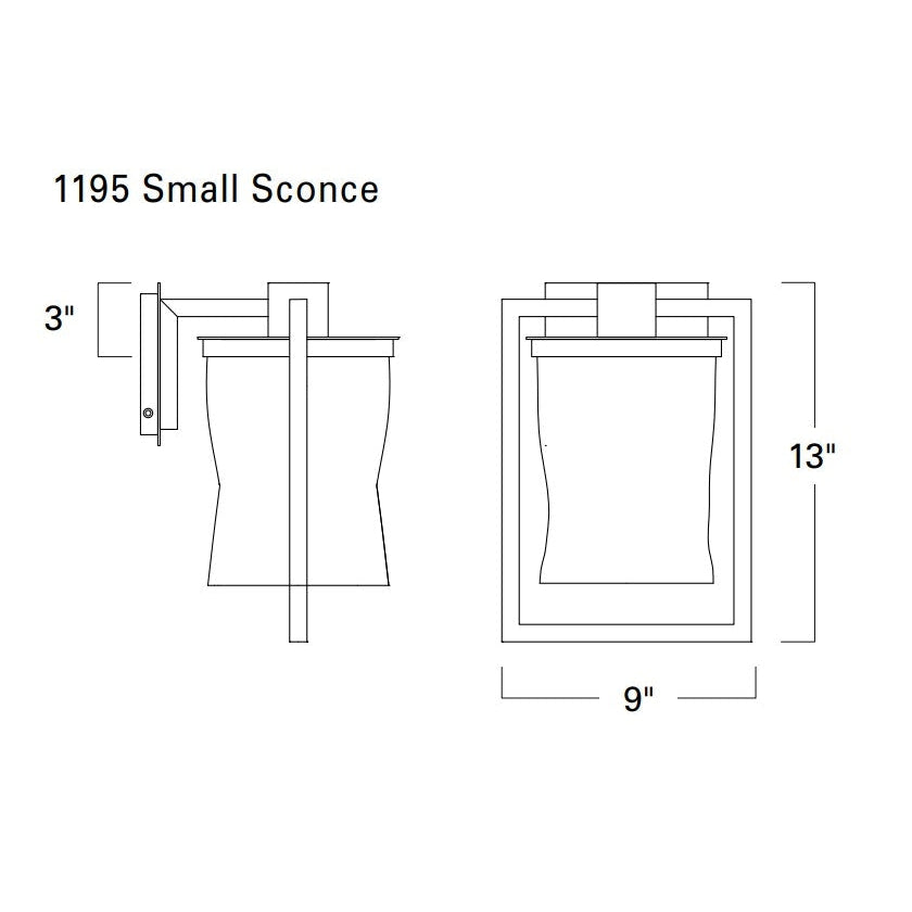 Norwell Lighting Drape 13" x 9" 1-Light Matte Black Small Outdoor Wall Sconce Light With Frosted Glass Diffuser