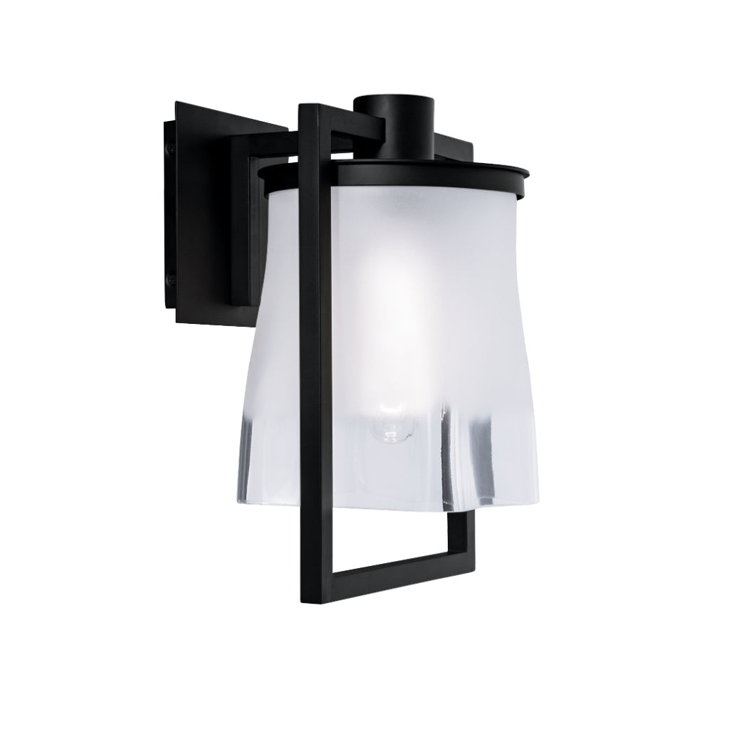 Norwell Lighting Drape 13" x 9" 1-Light Matte Black Small Outdoor Wall Sconce Light With Frosted Glass Diffuser