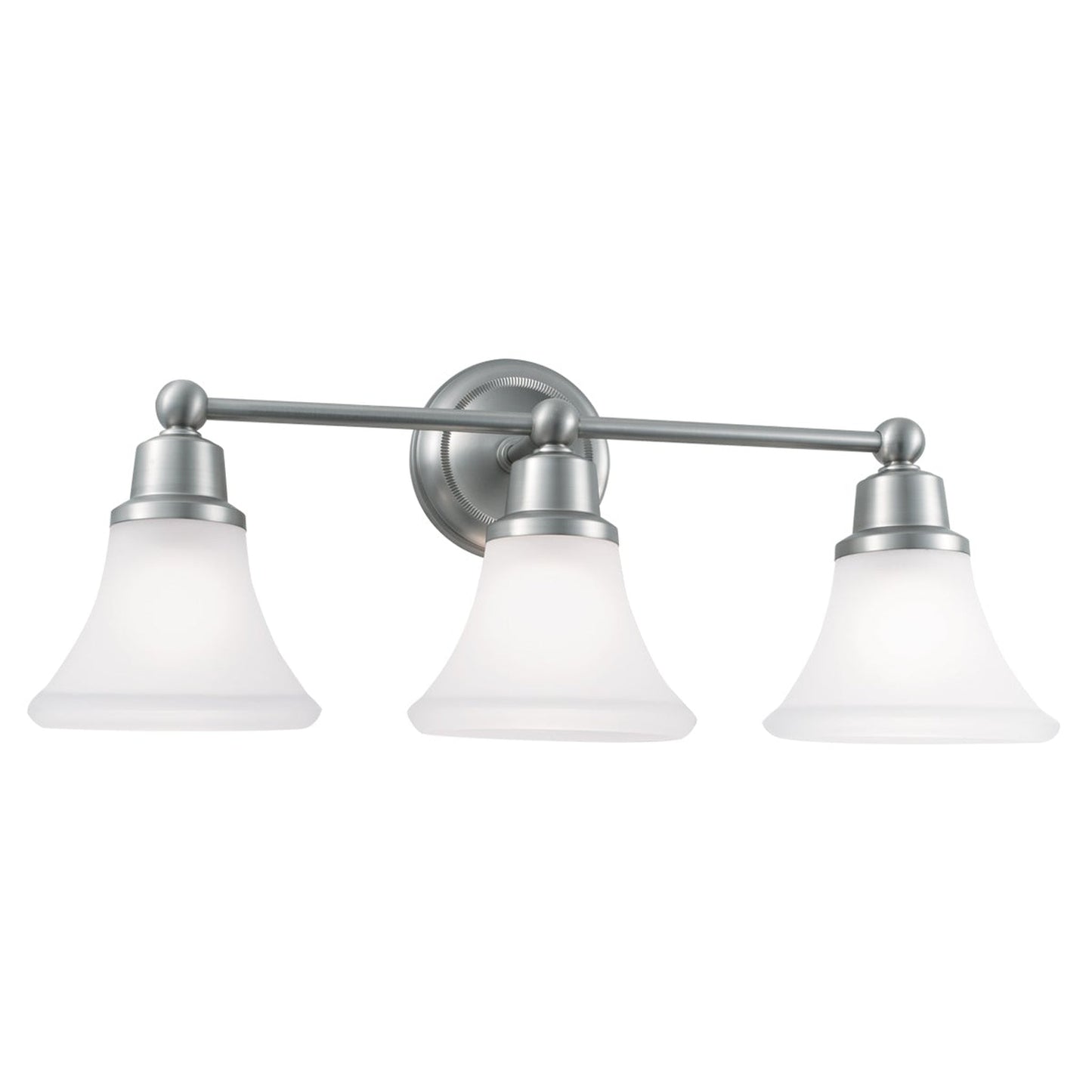 Norwell Lighting Elizabeth 10" x 24" 3-Light Brushed Nickel Vanity Sconce With Flared Glass Diffuser