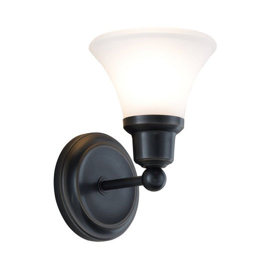 Norwell Lighting Elizabeth 10" x 7" 1-Light Oil Rubbed Bronze Vanity Sconce With Flared Glass Diffuser