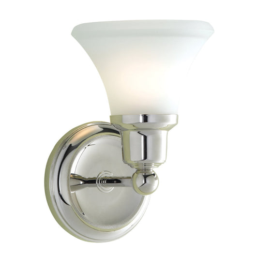 Norwell Lighting Elizabeth 10" x 7" 1-Light Sconce Polished Nickel Vanity Light With Flared Glass Diffuser