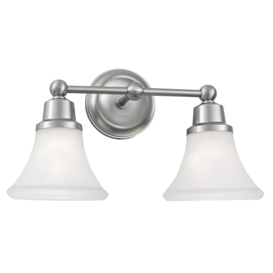 Norwell Lighting Elizabeth 10" x 7" 2-Light Brushed Nickel Vanity Light With Flared Glass Diffuser