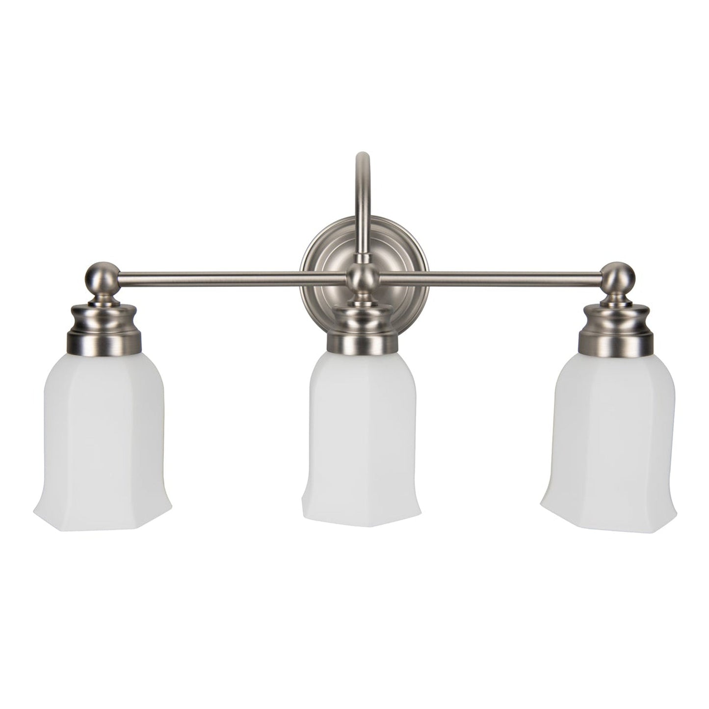 Norwell Lighting Emily 12" x 21" 3-Light Brushed Nickel Vanity Light With Hexagonal Opal Glass Diffuser