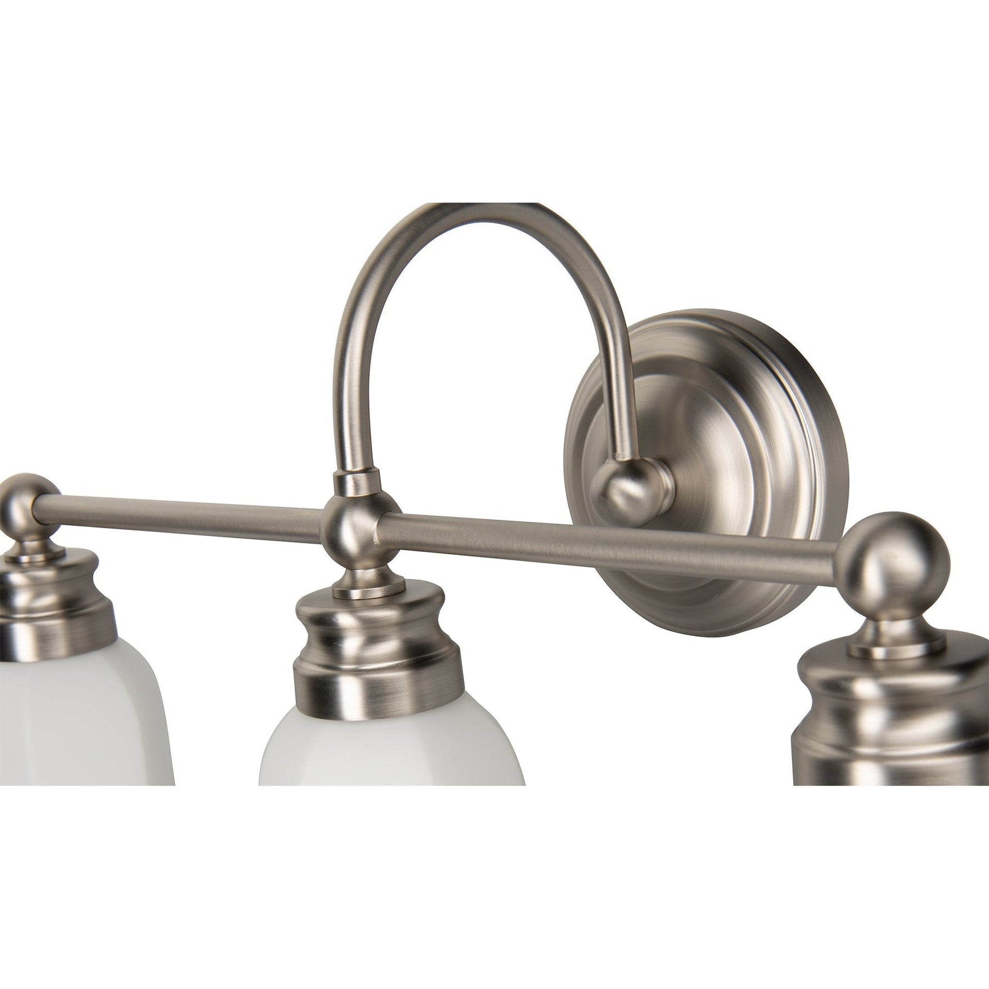 Norwell Lighting Emily 12" x 21" 3-Light Brushed Nickel Vanity Light With Hexagonal Opal Glass Diffuser