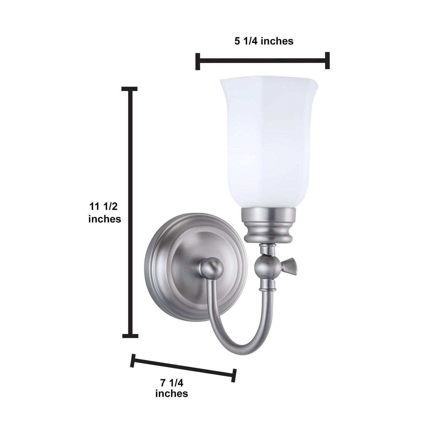 Norwell Lighting Emily 12" x 5" 1-Light Brushed Nickel Vanity Sconce With Hexagonal Opal Glass Diffuser