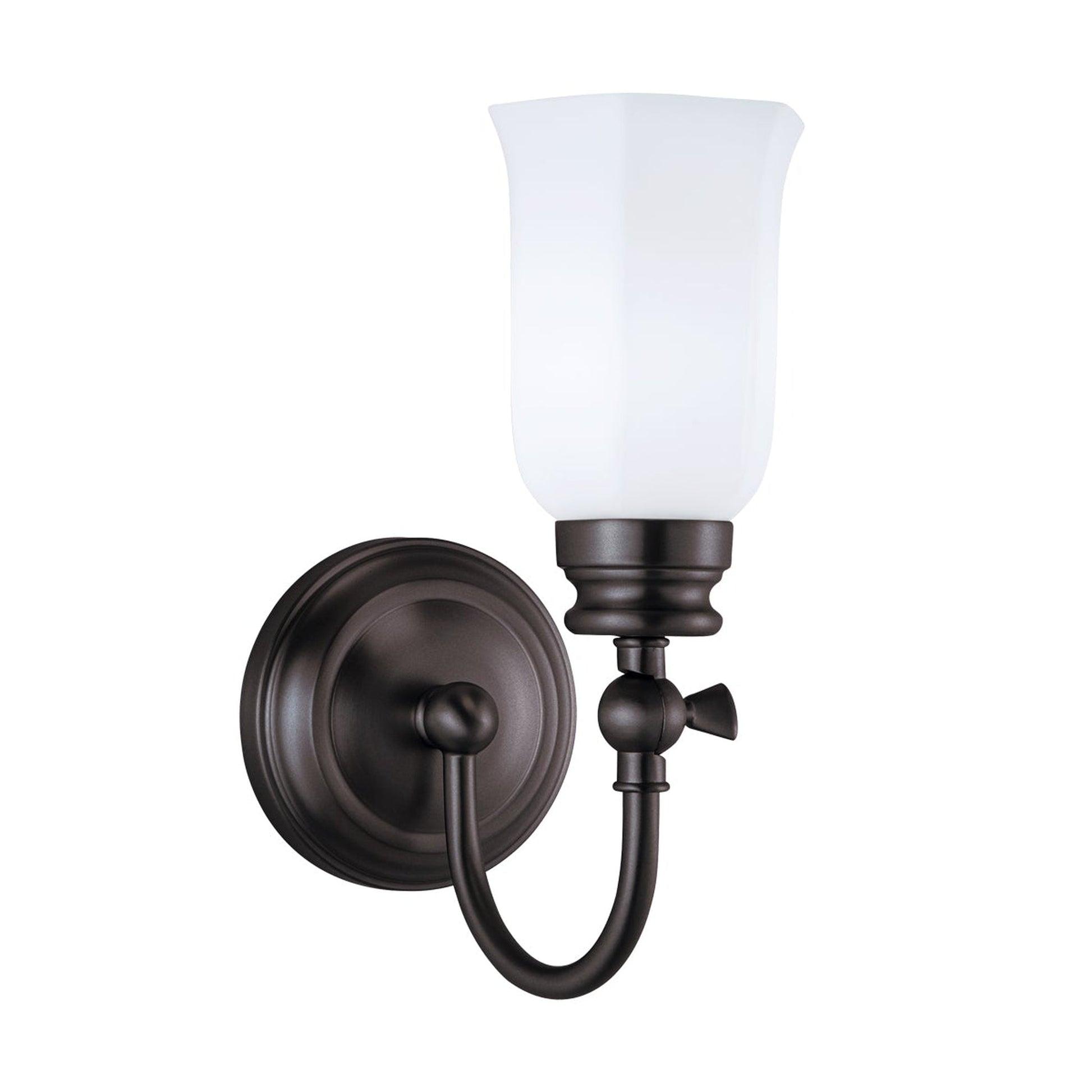 Norwell Lighting Emily 12" x 5" 1-Light Oil Rubbed Bronze Vanity Light With Hexagonal Opal Glass Diffuser