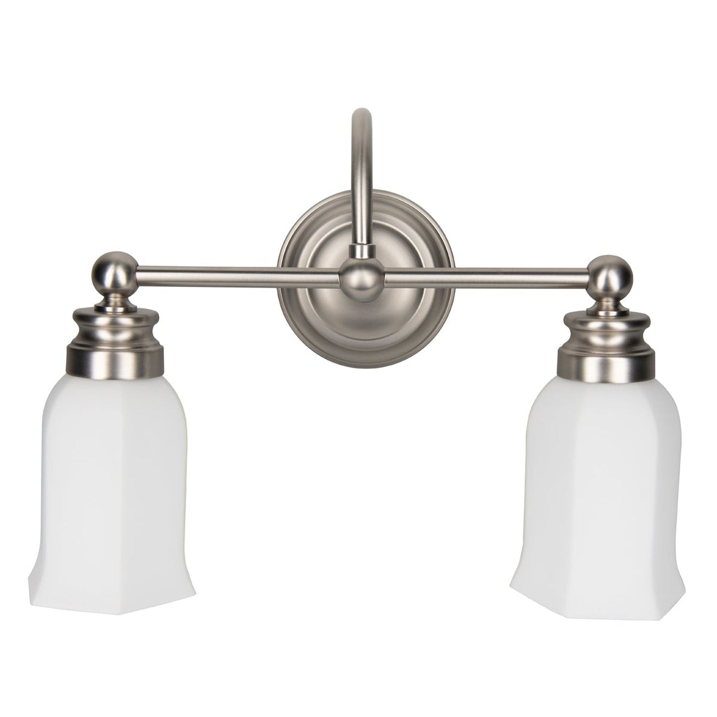 Norwell Lighting Emily 12" x 5" 2-Light Brushed Nickel Vanity Light With Hexagonal Opal Glass Diffuser