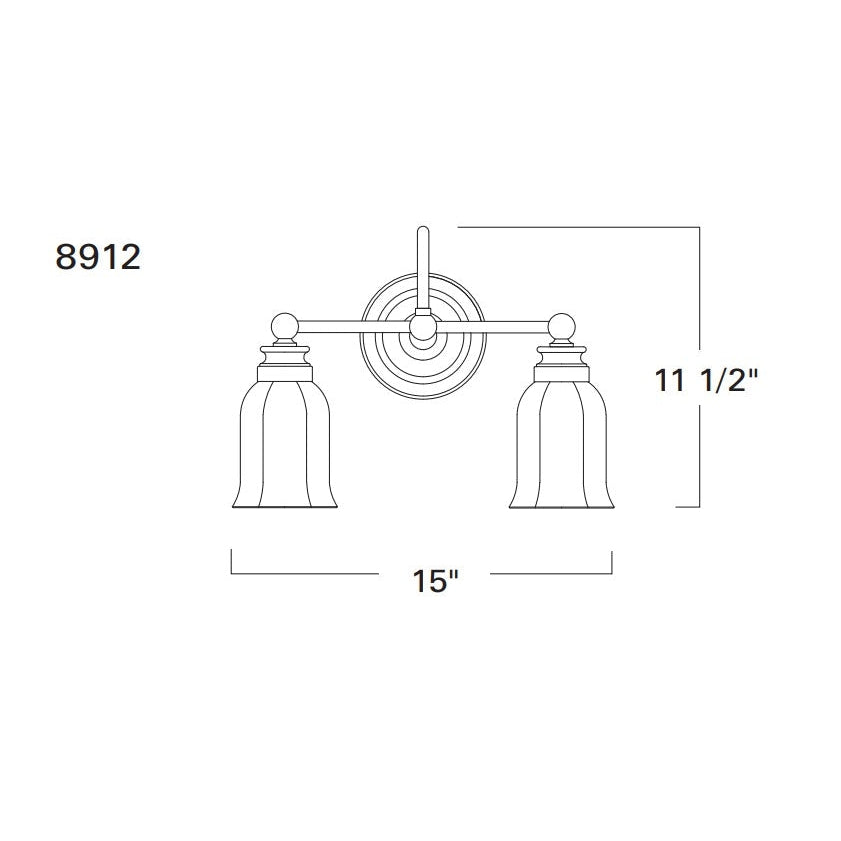 Norwell Lighting Emily 12" x 5" 2-Light Chrome Vanity Light With Hexagonal Opal Glass Diffuser