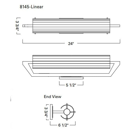 Norwell Lighting Faceted 24" x 4" 2-Light Linear Chrome Vanity Wall Sconce With Ribbed Clear Glass Diffuser