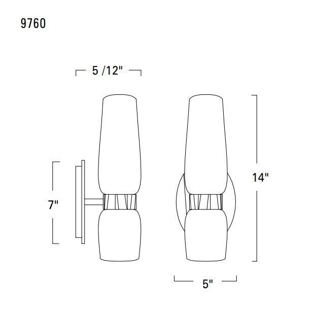 Norwell Lighting Flame 14" 2-Light Chrome Vanity Wall Sconce With Clear/Chrome Gradient Diffuser