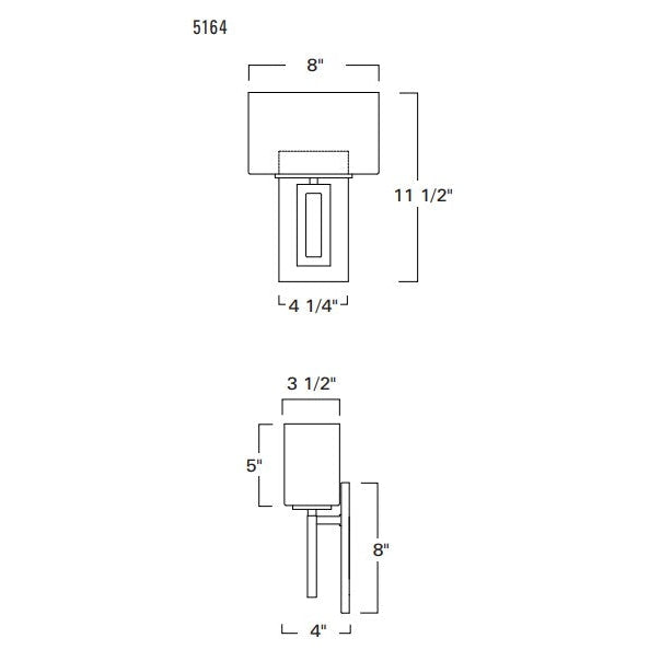 Norwell Lighting Hamilton 12" x 8" 1-Light Polished Nickel Indoor Wall Light With Matte Opal Glass Diffuser