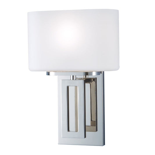 Norwell Lighting Hamilton 12" x 8" 1-Light Polished Nickel Indoor Wall Light With Matte Opal Glass Diffuser