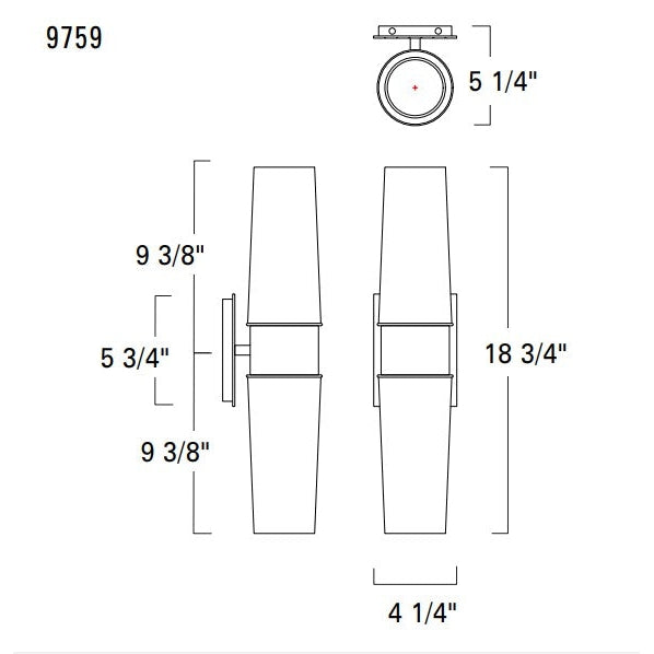 Norwell Lighting Icycle 19" x 4" 2-Light Chrome Vanity Wall Sconce With Clear Frosted Diffuser