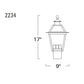 Norwell Lighting Lexington 17" 3-Light Black Medium Outdoor Post Light With Clear Glass Diffuser