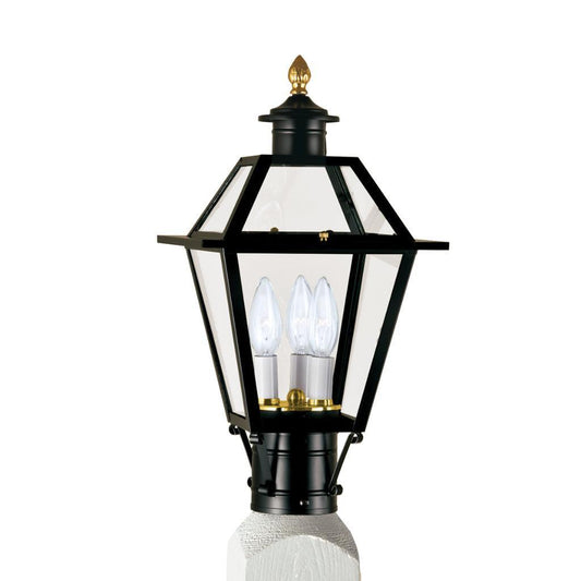 Norwell Lighting Lexington 17" 3-Light Black Medium Outdoor Post Light With Clear Glass Diffuser