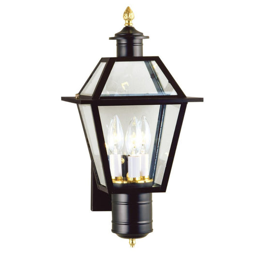 Norwell Lighting Lexington 18" 3-Light Black Outdoor Wall Light With Clear Glass Diffuser