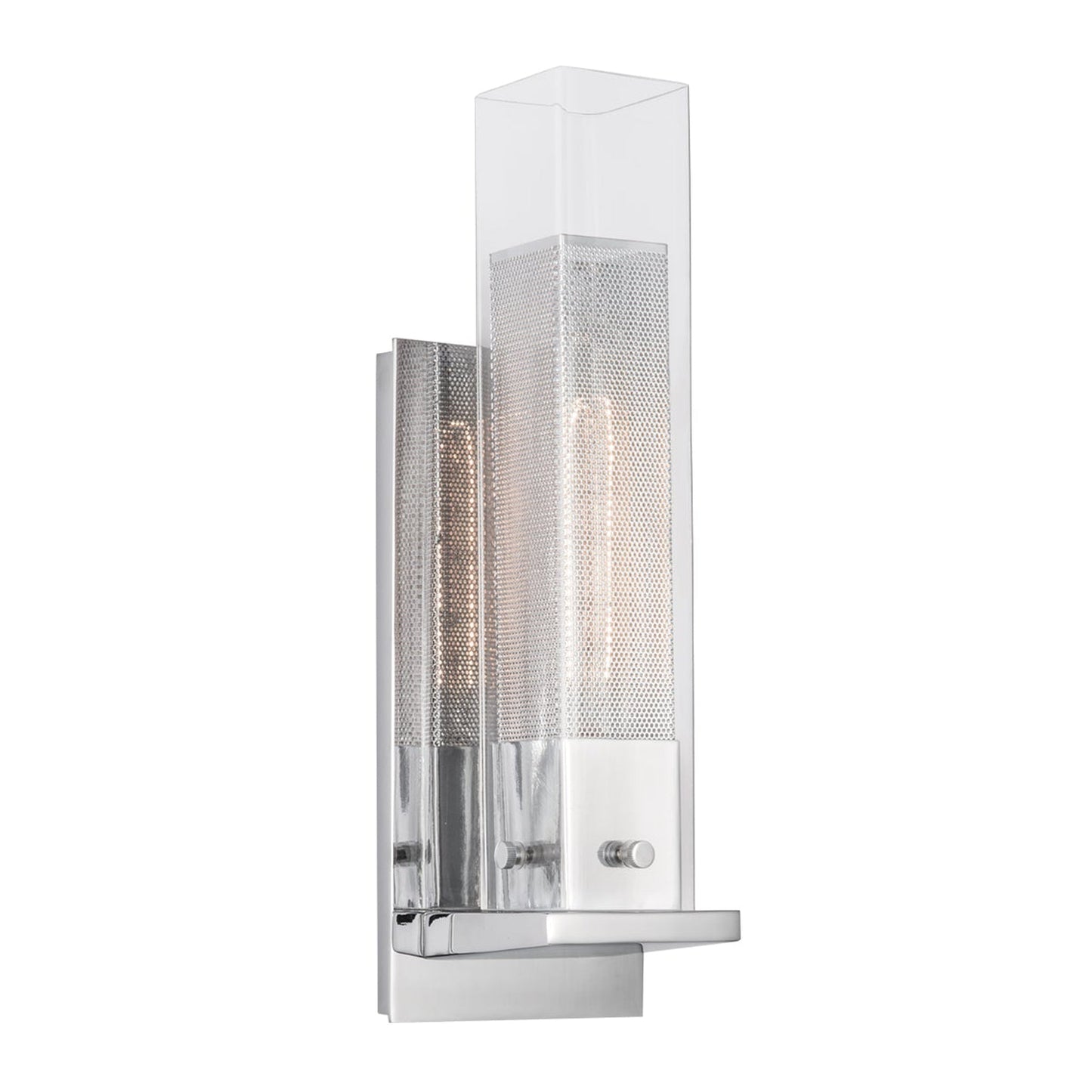 Norwell Lighting Lucas Torcheire 5" x 14" 1-Light Chrome Wall Sconce With Inner Perforated Metal Screen Outer Clear Glass Diffuser