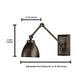 Norwell Lighting Maggie 7" x 5" 1-Light Architectural Bronze Swing Arm Sconce Indoor Wall Light