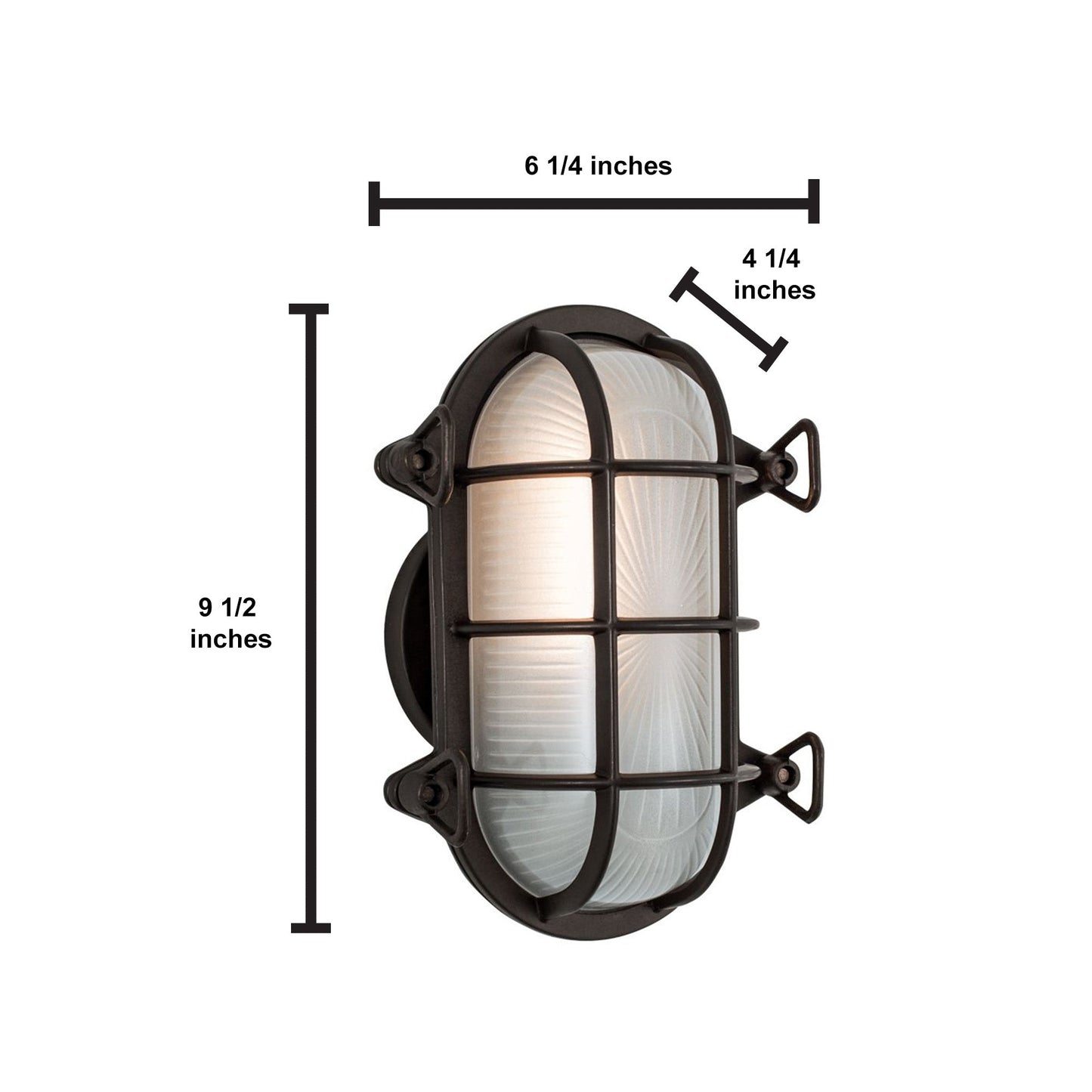 Norwell Lighting Mariner 10" x 6" 1-Light Oval Bronze Outdoor Wall Light With Frosted Glass Diffuser