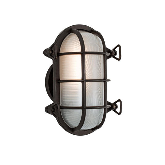 Norwell Lighting Mariner 10" x 6" 1-Light Oval Bronze Outdoor Wall Light With Frosted Glass Diffuser