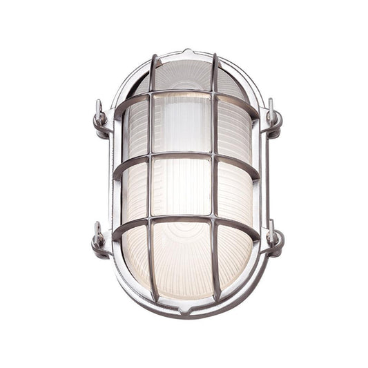 Norwell Lighting Mariner 10" x 6" 1-Light Oval Chome Outdoor Wall Light With Frosted Glass Diffuser
