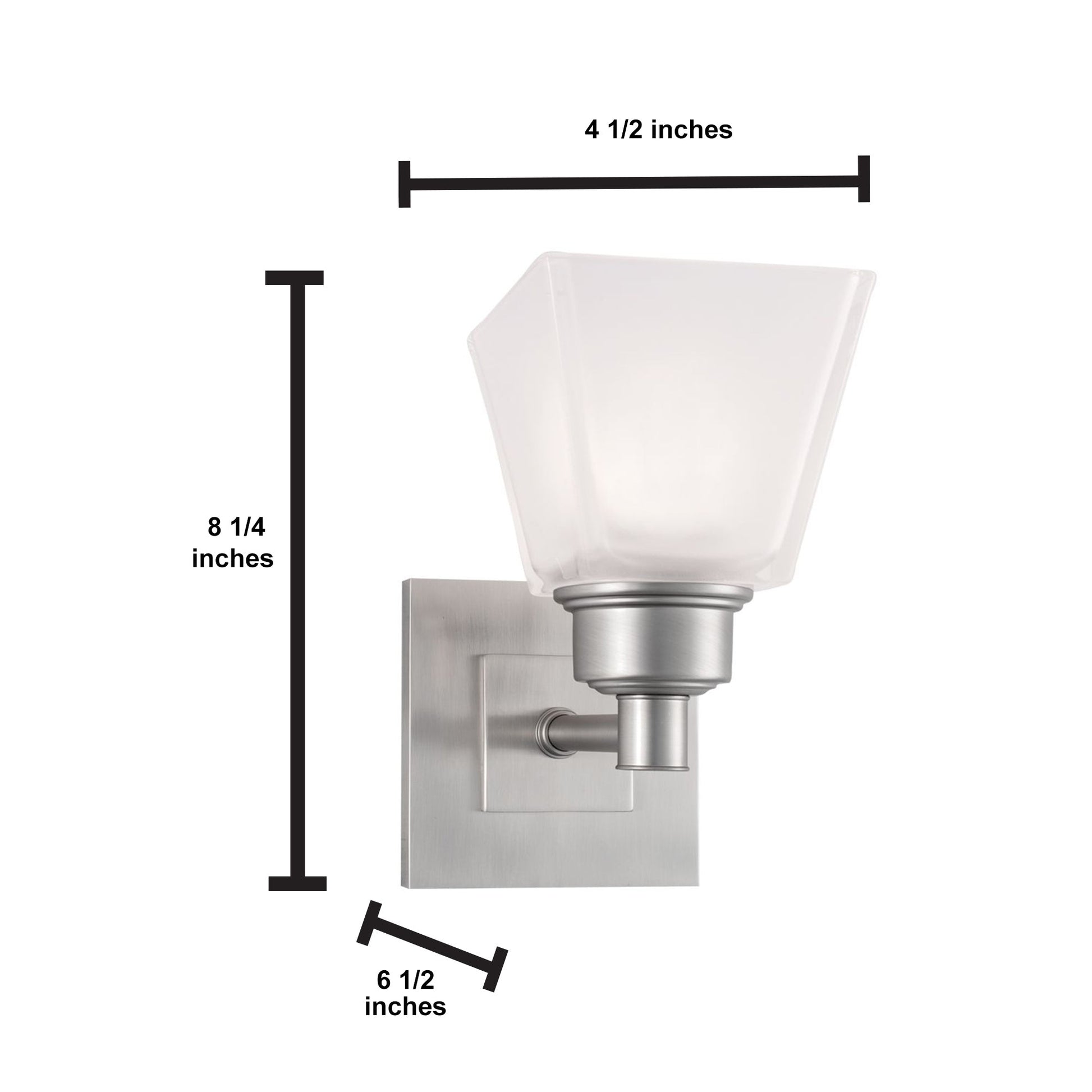 Norwell Lighting Matthew 8" x 5" 1-Light Chrome Vanity Wall Sconce With Square Glass Diffuser