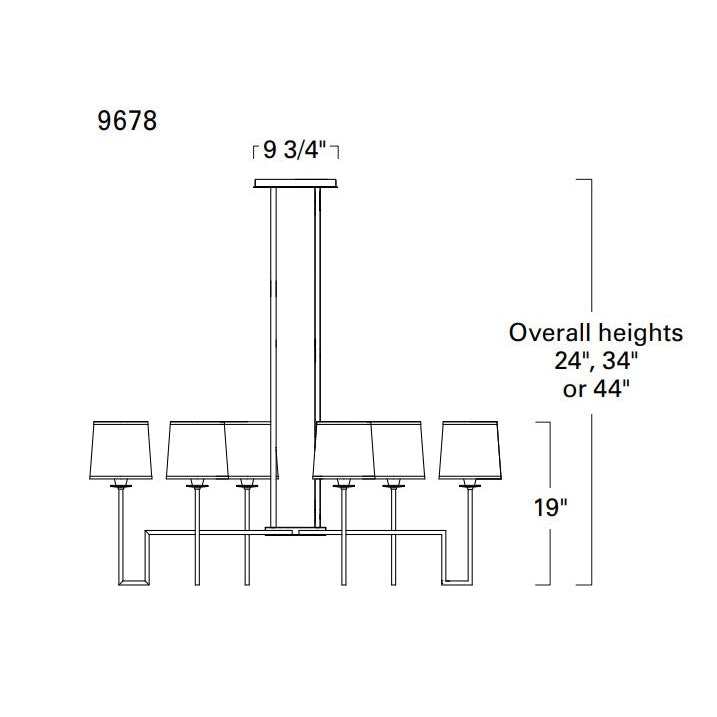 Norwell Lighting Maya 48" 6-Light Aged Brass Steel Linear Chandelier With White Fabric Shade