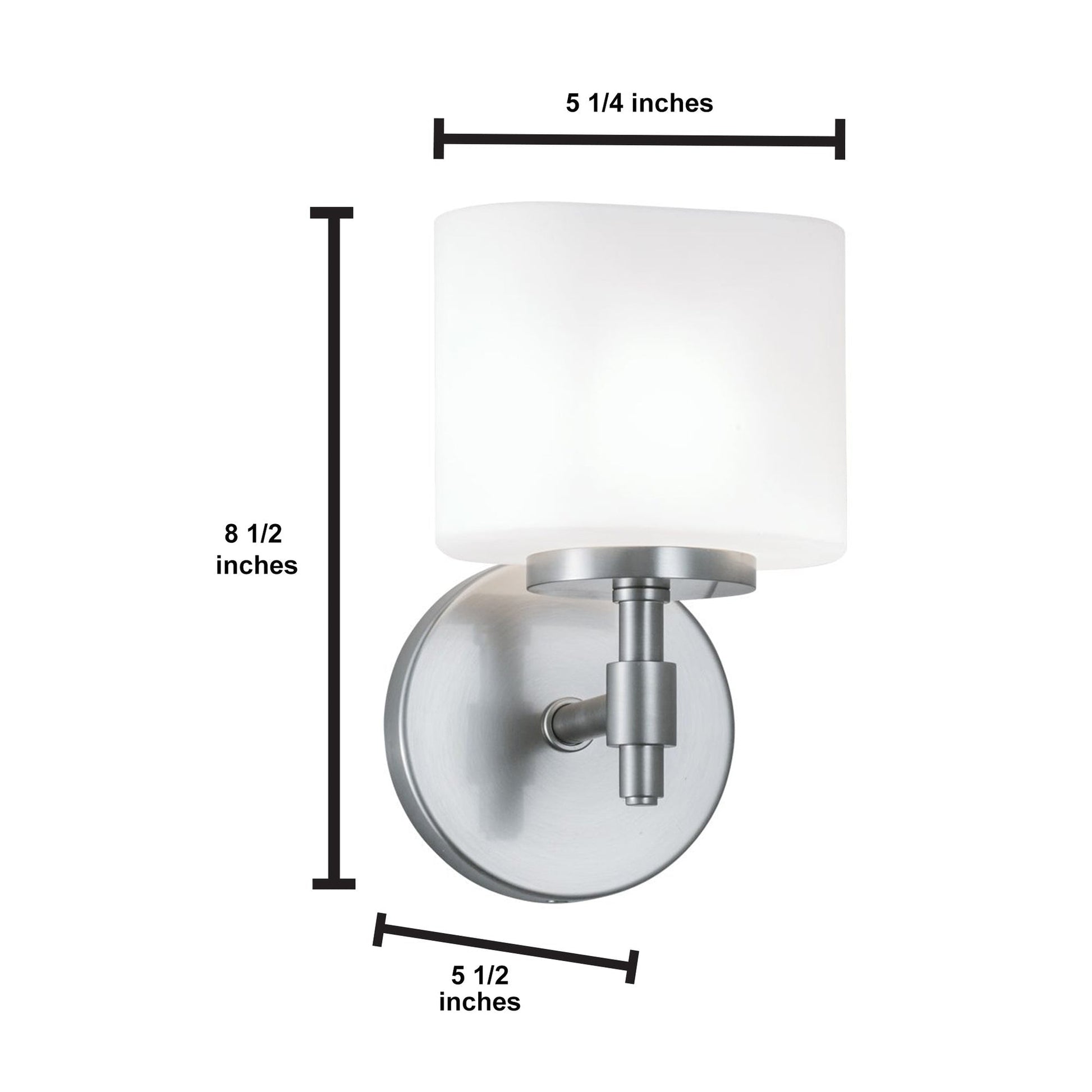 Norwell Lighting Moderne 4" x 5" 1-Light Brushed Nickel Sconce With Matte Opal Glass Diffuser