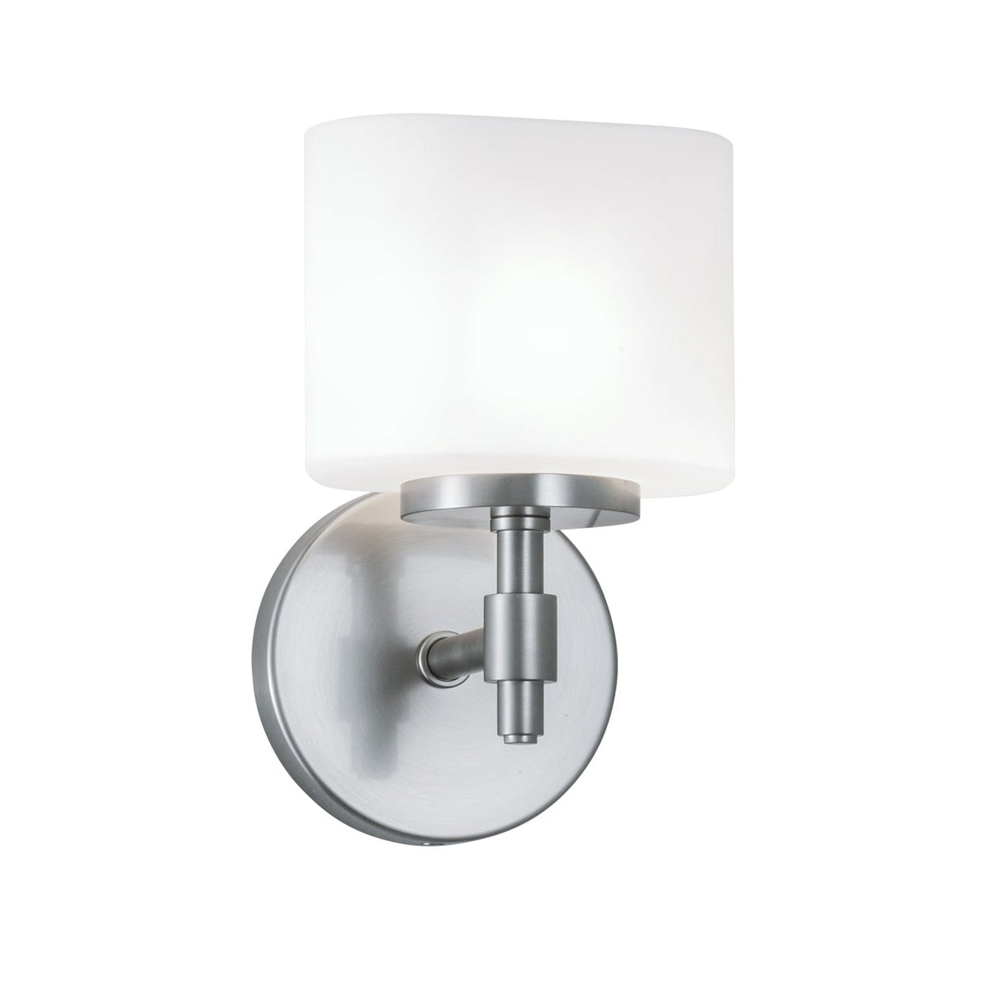 Norwell Lighting Moderne 4" x 5" 1-Light Brushed Nickel Sconce With Matte Opal Glass Diffuser