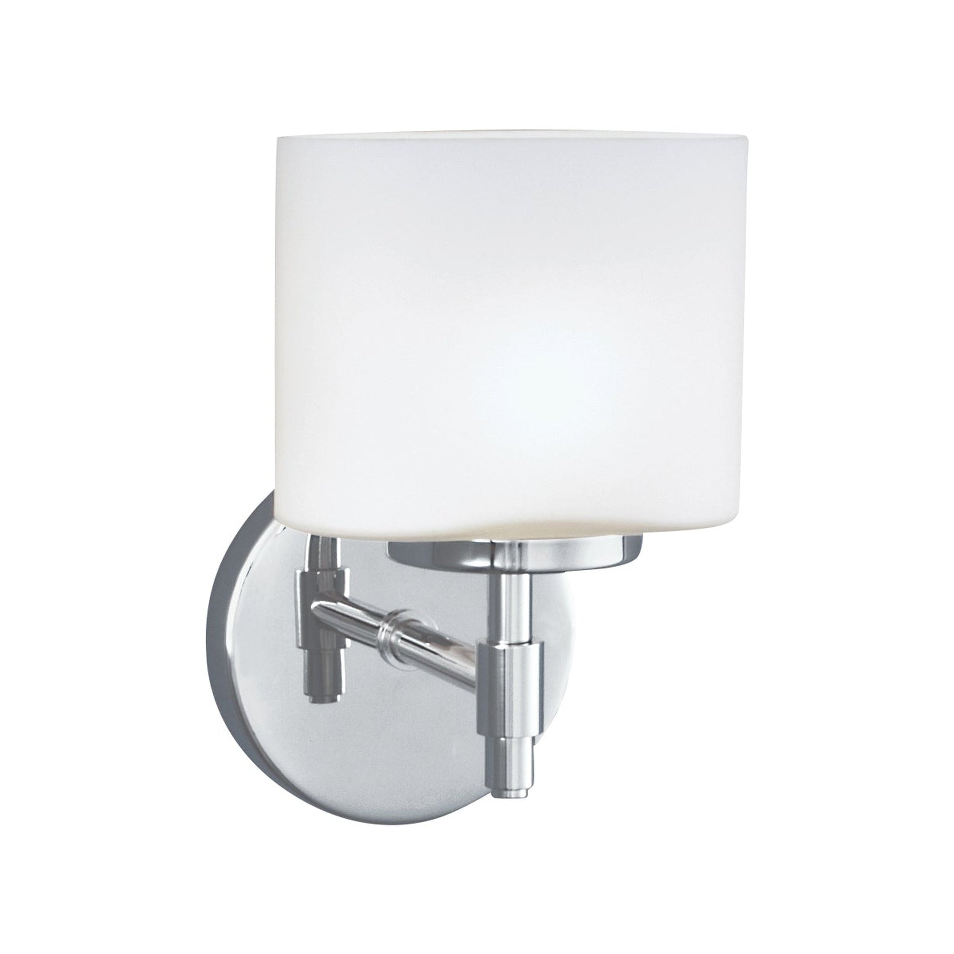 Norwell Lighting Moderne 4" x 5" 1-Light Chrome Vanity Wall Sconce With Matte Opal Glass Diffuser