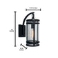Norwell Lighting New York 14" 1-Light Acid Dipped Black Brass Small Outdoor Wall Light With Cylinder Clear Glass Shade