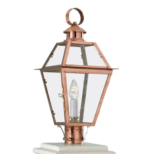Norwell Lighting Olde Colony 22" 1-Light Copper Outdoor Post Light With Clear Glass Shade