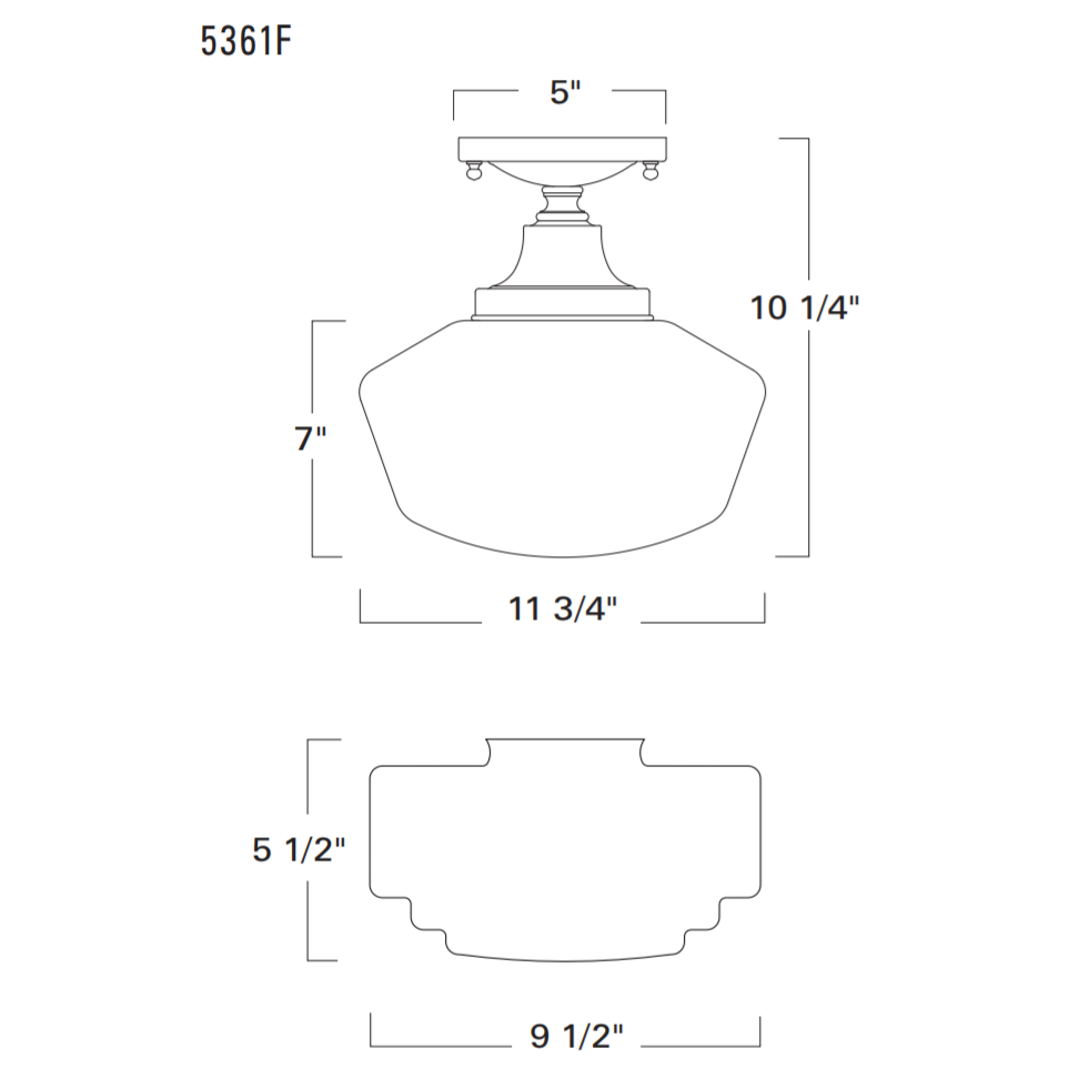 Norwell Lighting Schoolhouse 1-Light Oil Rubbed Bronze Brass Flush Mount With Rounded Clear Glass Shade