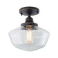 Norwell Lighting Schoolhouse 1-Light Oil Rubbed Bronze Brass Flush Mount With Rounded Clear Glass Shade