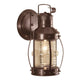 Norwell Lighting Seafarer 12" 1-Light Bronze Brass Small Small Outdoor Wall Light With Round Cylinder Clear Glass Shade