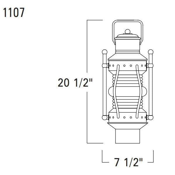 Norwell Lighting Seafarer 21" 1-Light Bronze Brass Outdoor Post Light With Round Cylinder Clear Glass Shade