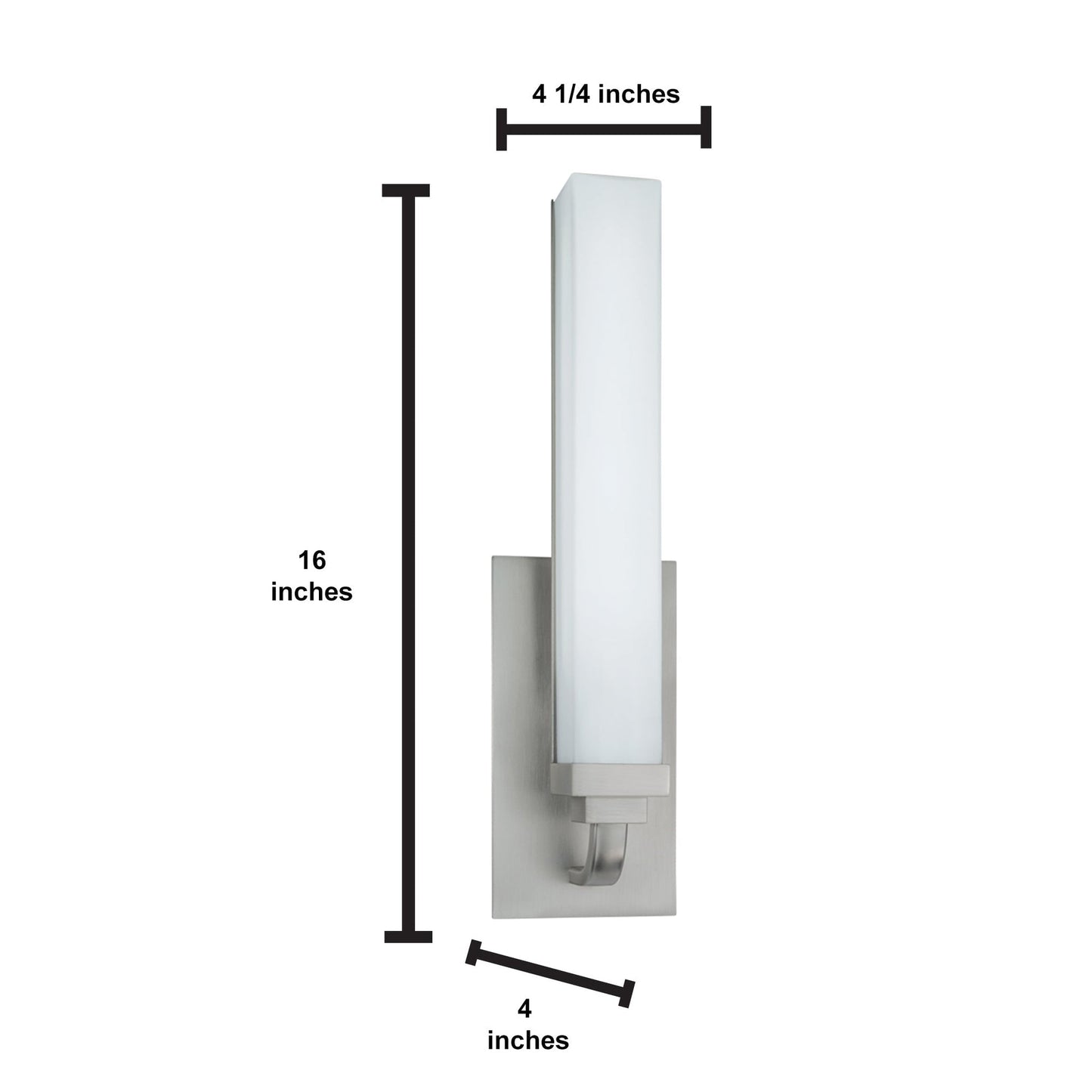 Norwell Lighting Tetris 16" x 4" 1-Light Brushed Nickel LED Vanity Sconce With Matte Opal Diffuser