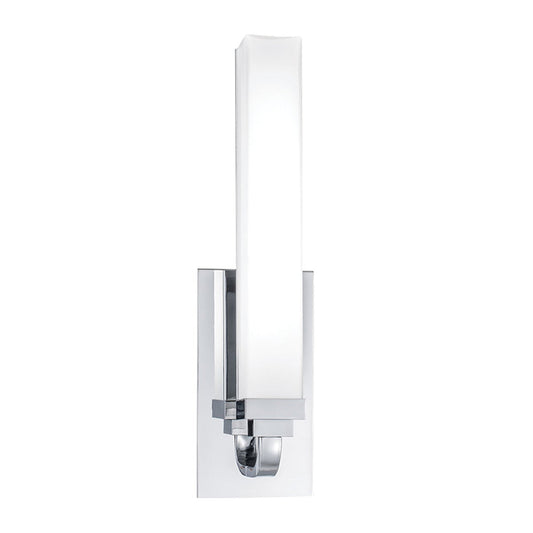 Norwell Lighting Tetris 16" x 4" 1-Light Chrome LED Vanity Sconce With Matte Opal Diffuser