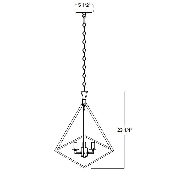 Norwell Lighting Trapezoid 24" 4-Light Matte Black Stainless Steel Cage Chandelier