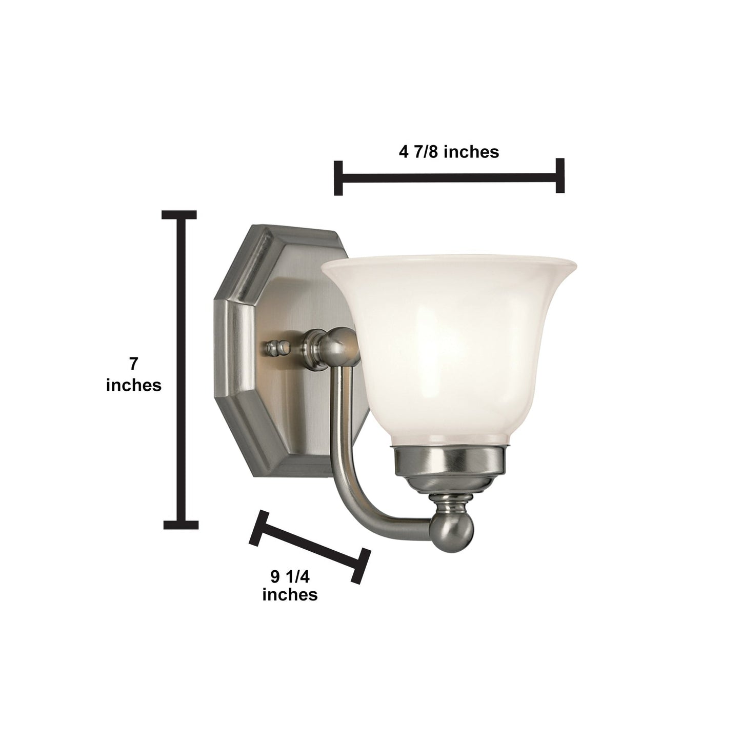 Norwell Lighting Trevi 7" x 6" 1-Light Brushed Nickel Vanity Light With Double Opal Diffuser