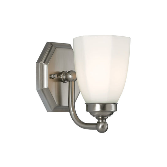 Norwell Lighting Trevi 7" x 6" 1-Light Brushed Nickel Vanity Light With Hexagonal Opal Diffuser