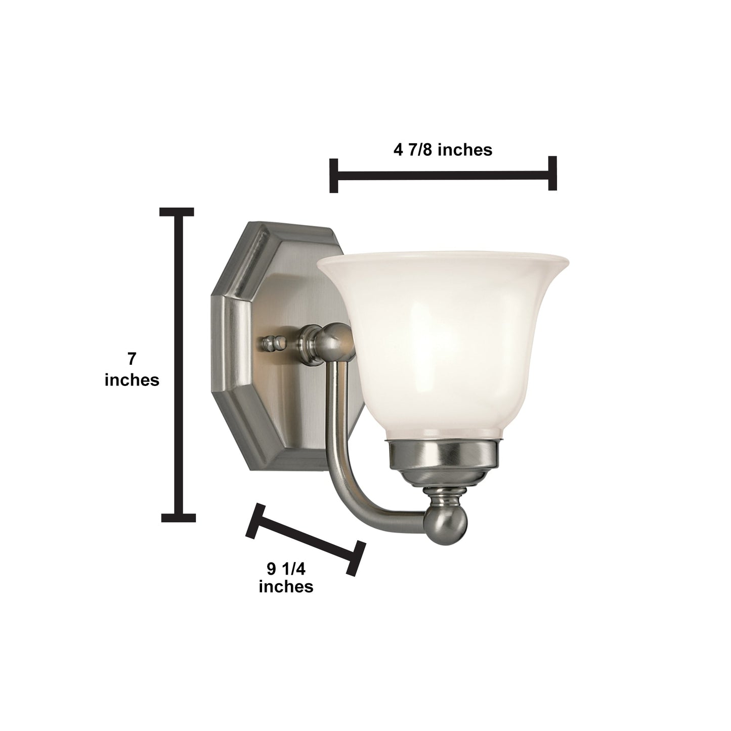 Norwell Lighting Trevi 7" x 6" 1-Light Chrome Vanity Light With Double Opal Diffuser