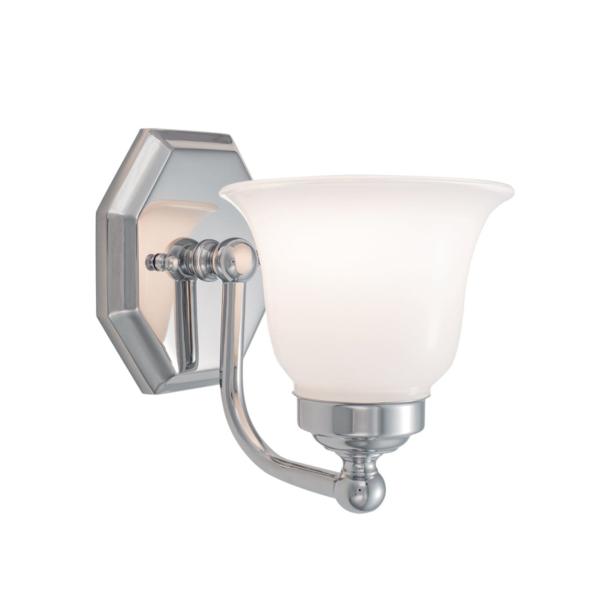 Norwell Lighting Trevi 7" x 6" 1-Light Chrome Vanity Light With Double Opal Diffuser