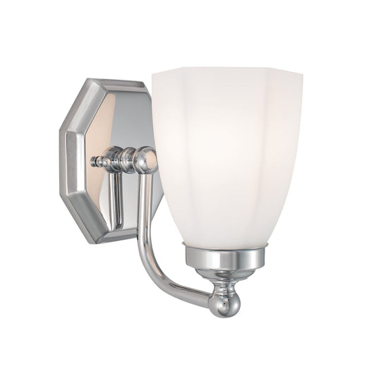 Norwell Lighting Trevi 7" x 6" 1-Light Chrome Vanity Light With Hexagonal Opal Diffuser