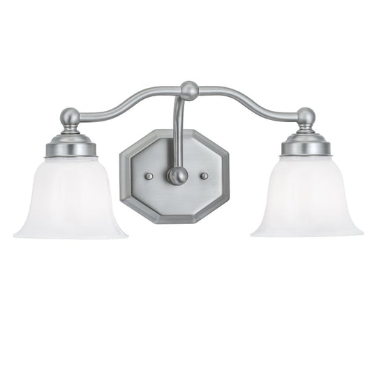 Norwell Lighting Trevi 8" x 17" 2-Light Brushed Nickel Vanity Light With Double Opal Diffuser