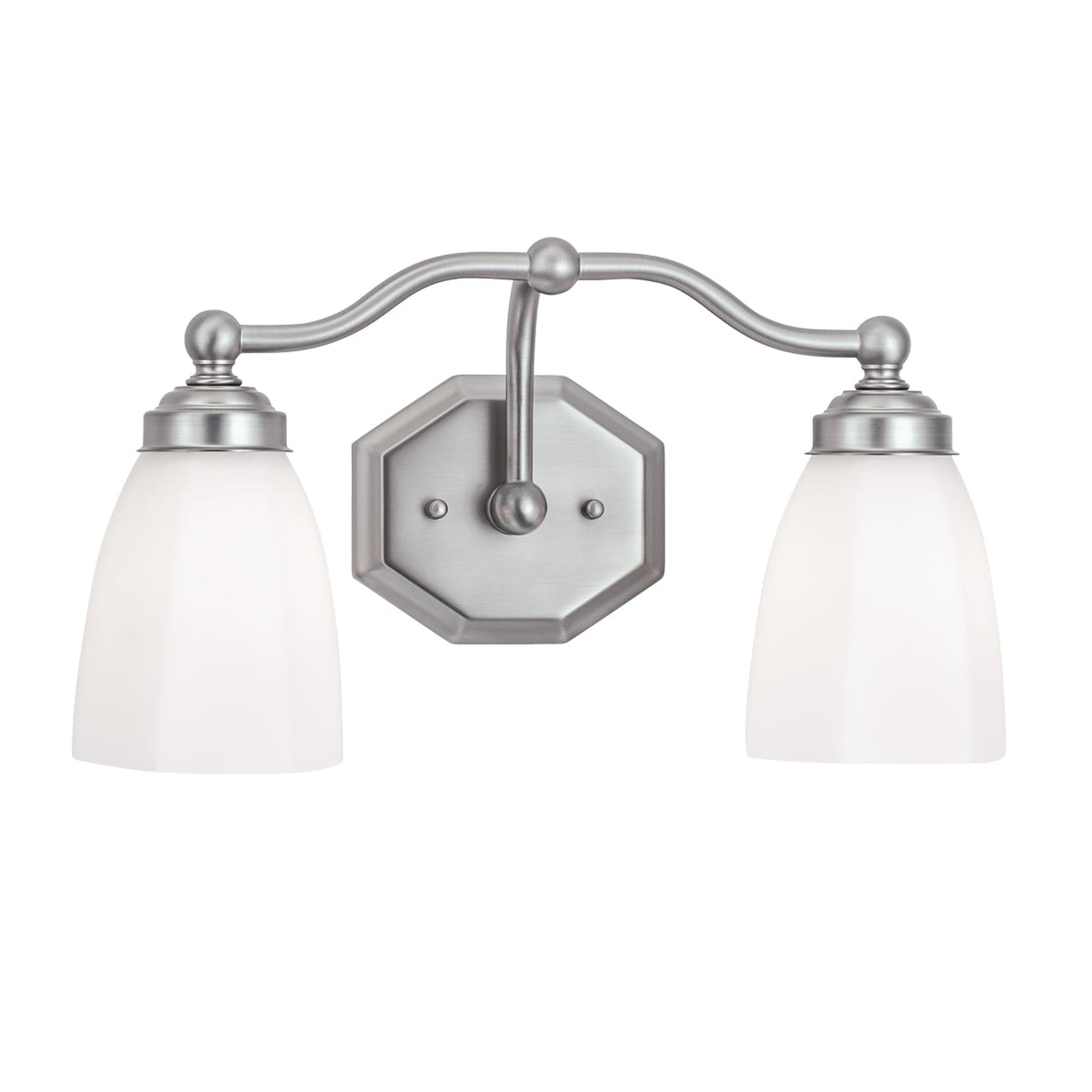 Norwell Lighting Trevi 8" x 17" 2-Light Brushed Nickel Vanity Light With Hexagonal Opal Diffuser